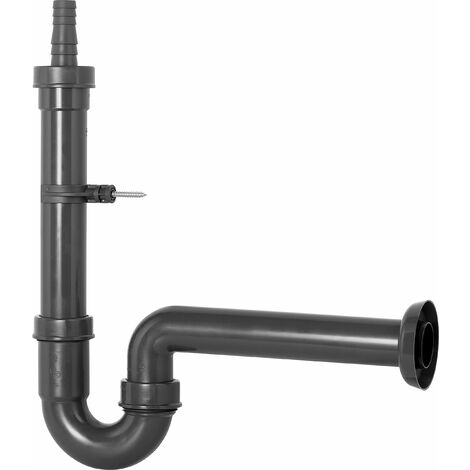 Cornat, beccuccio e supporto da parete, realizzato in plastica riciclata, confezione riciclabile, sifone per dispositivi, T355004R, Nero, 1 1/2 Zoll x 40 mm