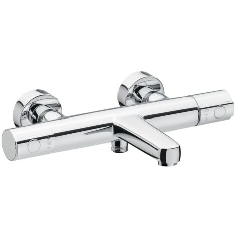 Cornat Derval DER2 - Termostato per vasca da bagno in ottone di alta qualità, cromato con maniglia di selezione della temperatura e barriera per acqua calda miscelatore monocomando per montaggio a par