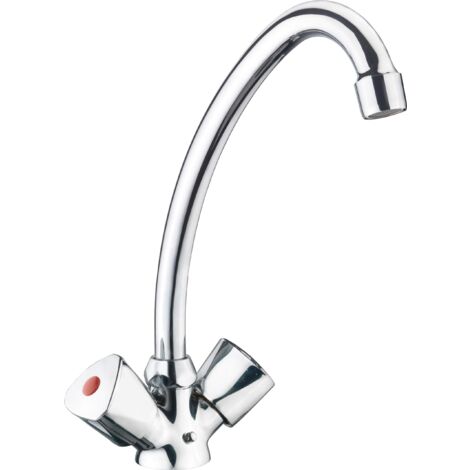 Cornat Li5, Miscelatore per Lavabo a 2 Manopole con Collo Orientabile Cromato