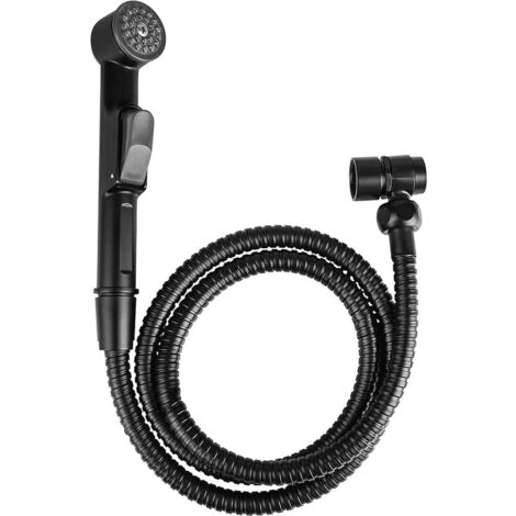 Cornat SA144 SA144-Set Doccia Mobile con doccetta e Tubo Flessibile, Facile da Cambiare, con Supporto a Parete, Colore: Nero Opaco