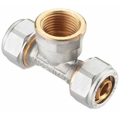 Cornat Schraub-T-Stück komplett ø 16 mm 1/2 IG Messing vernickelt Heizkörperventile