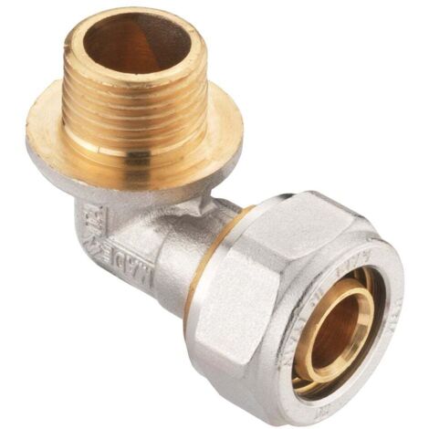 Cornat Schraub-Winkel 90° komplett ø 20 mm 1/2 AG Messing vernickelt Heizkörperventile