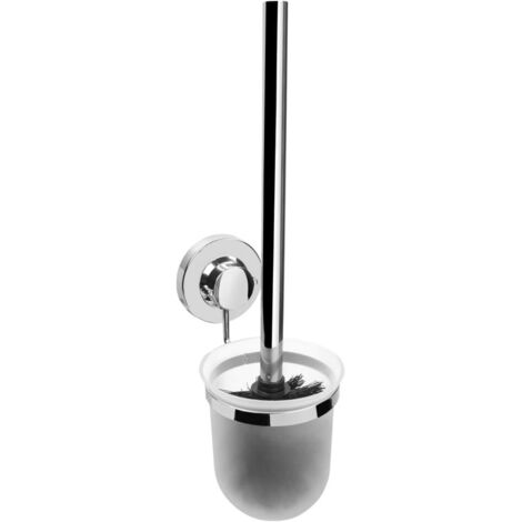 Cornat T340267 T340267-Porta 3 in 1, con scopino per WC, 3 Diverse opzioni di Fissaggio con Ventosa, Adesivo e Foratura, Cromato, Cromo (Lucido)