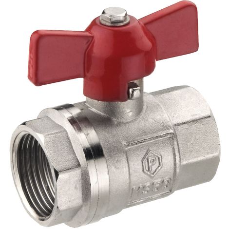 Cornat T594106, Valvola a sfera IG in ottone placcato per impianti di riscaldamento, con manopola a farfalla, 1"