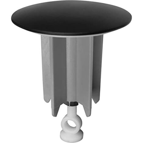 Cornat TEC317416 - Tappo di scarico universale per lavabo, Ø 63,5 mm, per azionamento di tiranti, effetto nero opaco