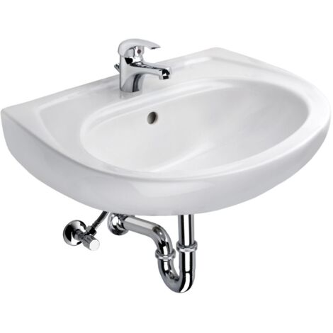 Cornat Waschtsich-Komplett-Set 60 cm weiß Waschbecken Handwaschbecken Keramik