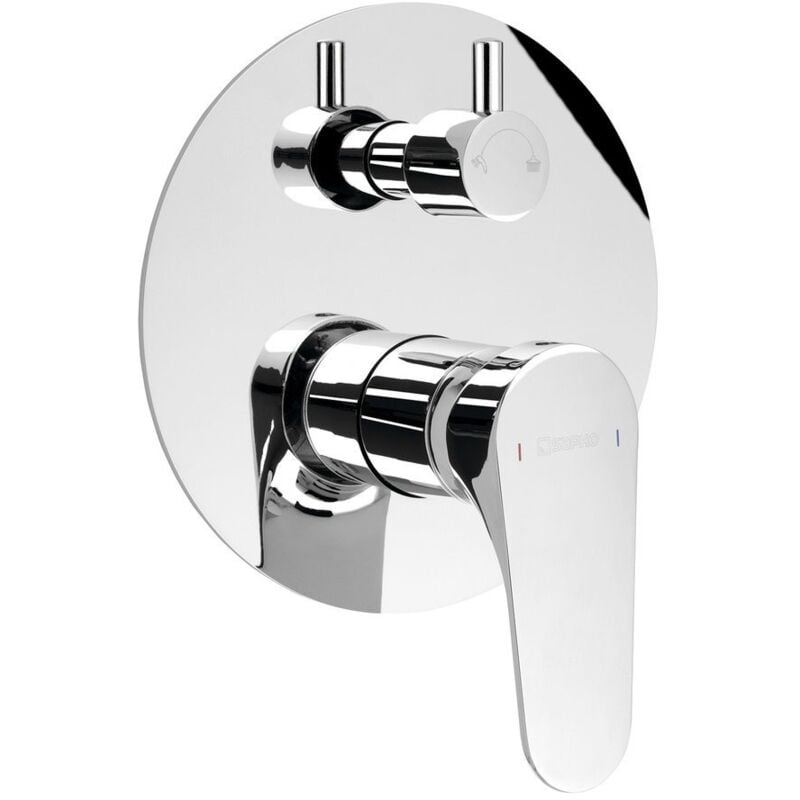 Corneli Robinet de douche en béton, 2 voies, interrupteur rotatif, chrome