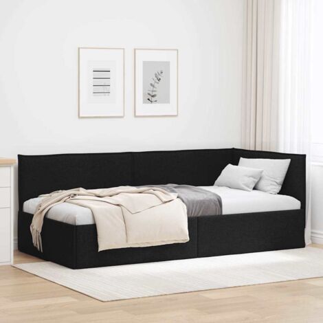 Corner Bed Frame with Headboard Black 80 x 200 cm Fabric vidaXL