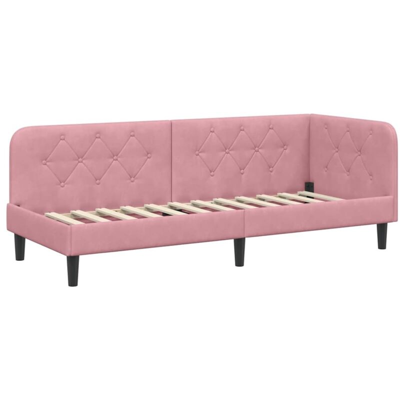 Corner Bed Frame Pink 80 X 200 Cm Velvet Vidaxl