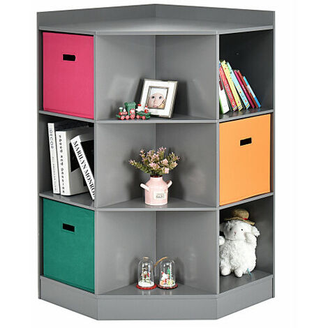 Corner Cabinet Organizer w/6 Cubes & 3 Open Shelves Colourful