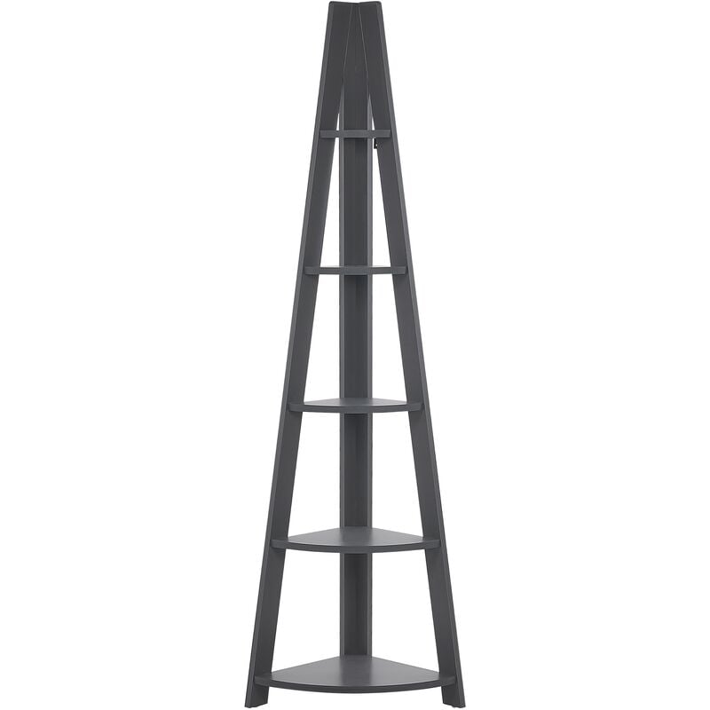 Modern Ladder Corner Shelf 5 Tiers Bookcase Grey Mobile Solo