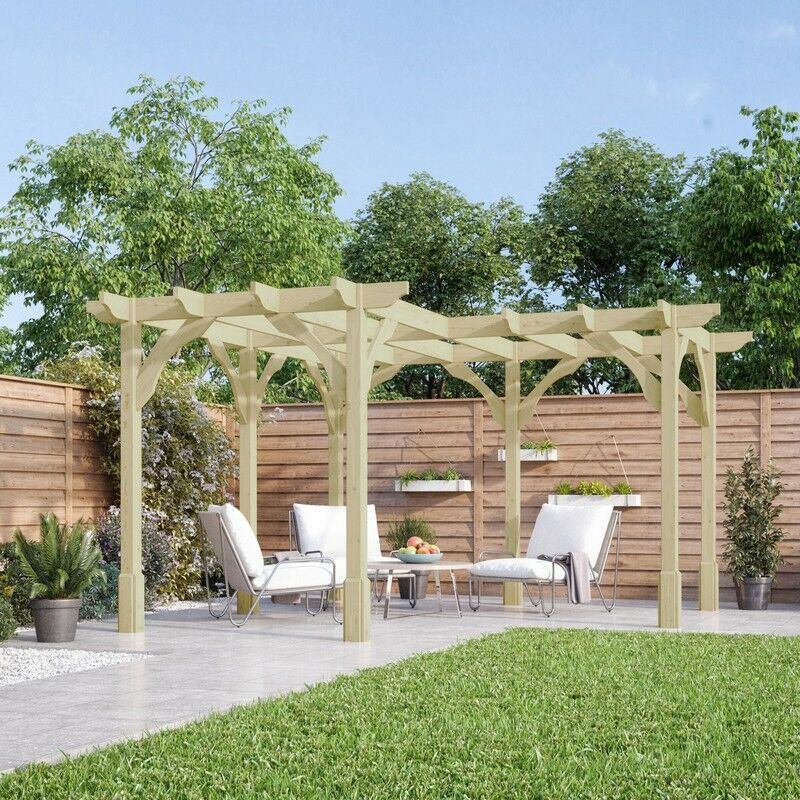 Rutland County Garden Furniture Ltd Corner Pergola - Wood - L420 x W420 cm - Light Green