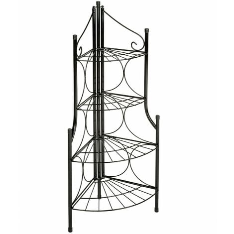 main image of "Corner plant stand with 4 levels - outdoor plant stand, pot stand, plant shelf - black"