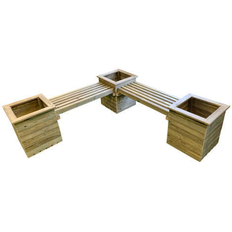 Corner planter bench – Timber – L194 x W194 x H55 cm – Handmade in UK – Tanalised for rot resistance – Minimal assembly required – Churnet Valley