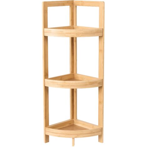 Corner Shelving Unit ILLAMPU Bamboo Wood Light Brown