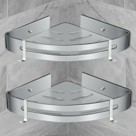 Corner Shower Shelf, Bathroom Shelf, No Drilling, Self Adhesive Wall Mounted Shower Caddy (2 Pack)