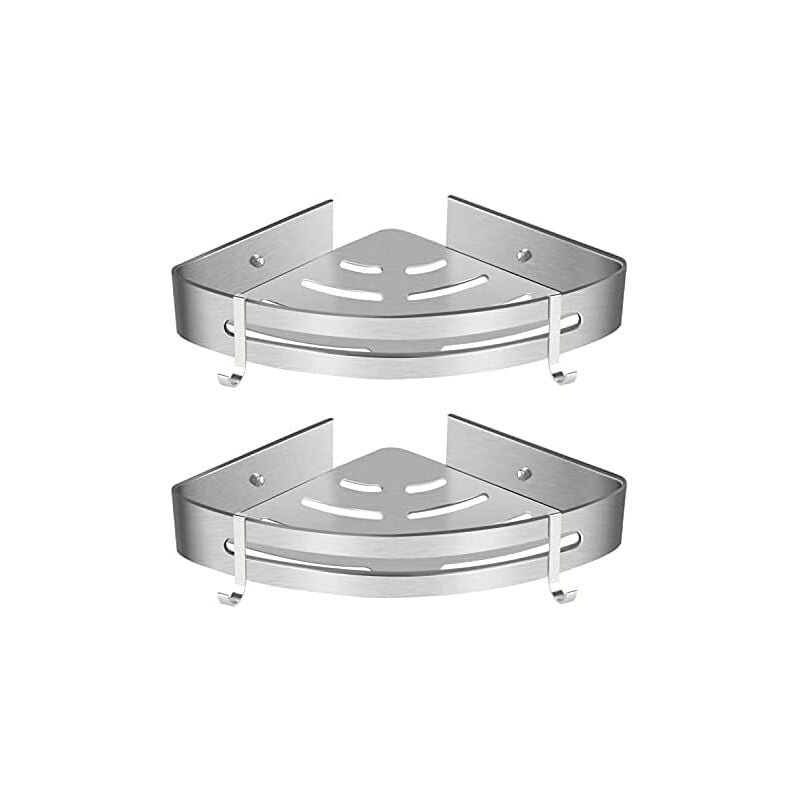 ZVD - Corner Shower Shelf, Bathroom Shelf Without Drilling Shower Storage Basket Aluminum Wall Adhesive Shower Caddy Shampoo Organizer (Triangle, 2