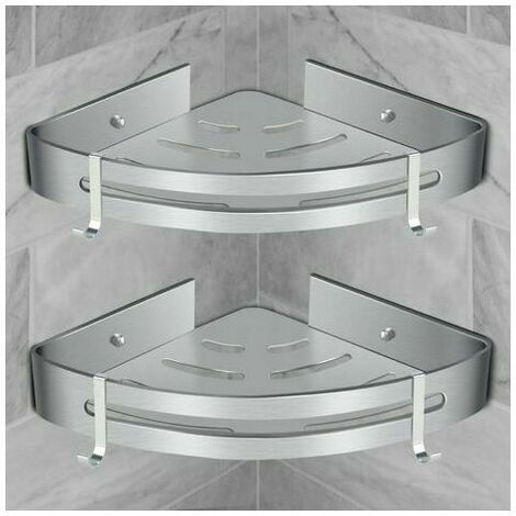 Corner Shower Shelf, Bathroom Shelf Without Drilling Shower Storage Basket Aluminum Wall Adhesive Shower Caddy Shampoo Organizer (Triangle, 2 Pieces)