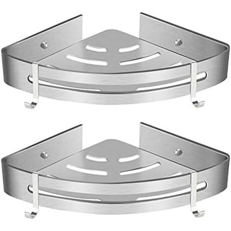 Corner Shower Shelf, Bathroom Shelf Without Drilling Shower Storage Basket Aluminum Wall Adhesive Shower Caddy Shampoo Organizer (Triangle, 2 Pieces)