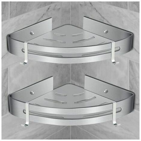 1pc Bathroom Wall Mounted Double Layer Shelf Without Drilling, Shower  Caddy, Shampoo Organizer