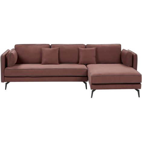 Corner Sofa 3 Seater ALTAN Fabric Burgundy Left Hand