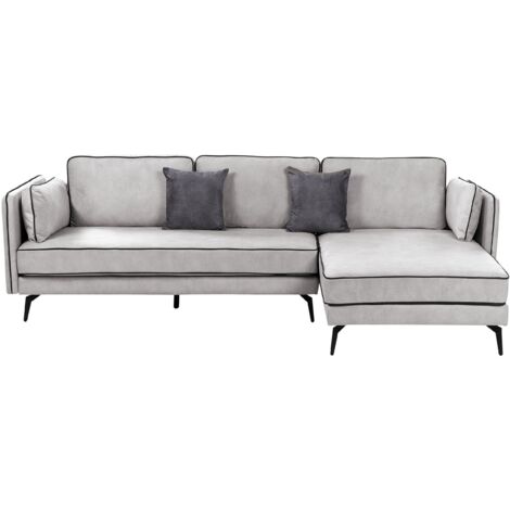 Corner Sofa 3 Seater ALTAN Velvet Light Grey Left Hand