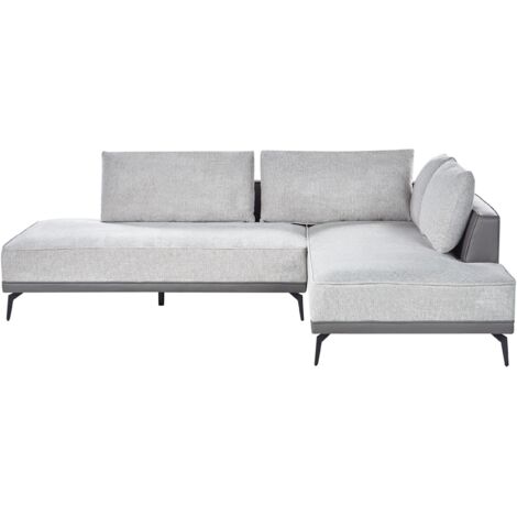 Corner Sofa 3 Seater MYKEN Fabric Light Grey Left Hand