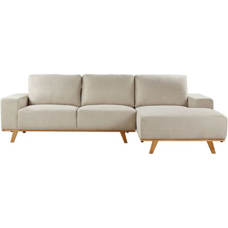 Corner Sofa 3 Seater NORA Fabric Beige Left Hand