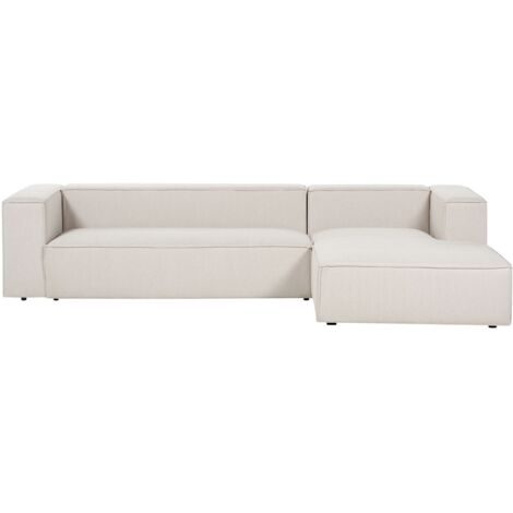 Corner Sofa 3 Seater VERNON Fabric Light Beige Left Hand