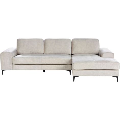 Corner Sofa 4 Seater KIRUNA Velvet Light Beige Left Hand