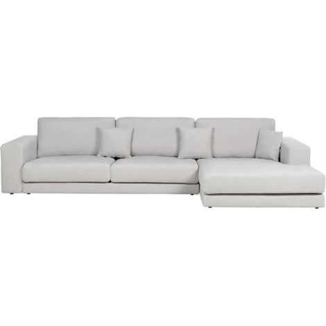 Corner Sofa 4 Seater LOFOTEN Fabric Light Grey Left Hand