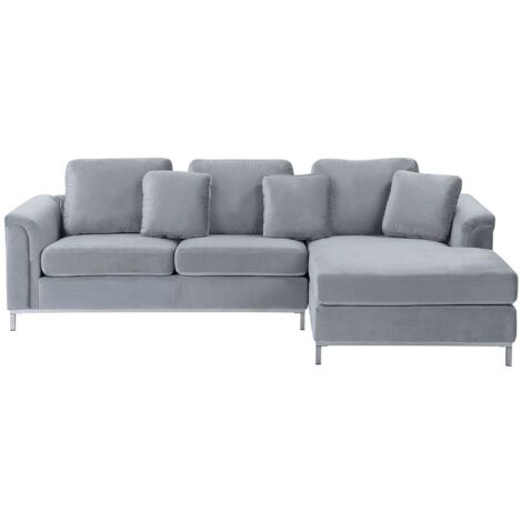 Corner Sofa 4 Seater OSLO Velvet Grey Left Hand