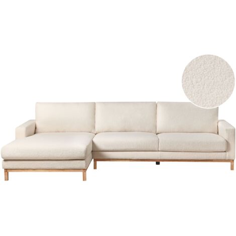 Corner Sofa 4 Seater SIGGARD Boucle White Right Hand