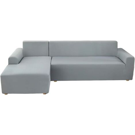 Corner Sofa Cover with Extendable Armrests, Sofa Cover Model L Elastic Sofa,Easy to Install and Wash,Smoke Gray Corner Sofa Cover,2 Seater+2 Seater