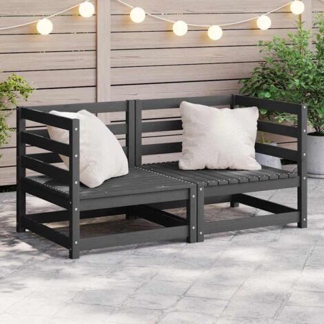 Corner Sofa  Grey  Solid pinewood  Medium   Modular   Corner Sofa vidaXL