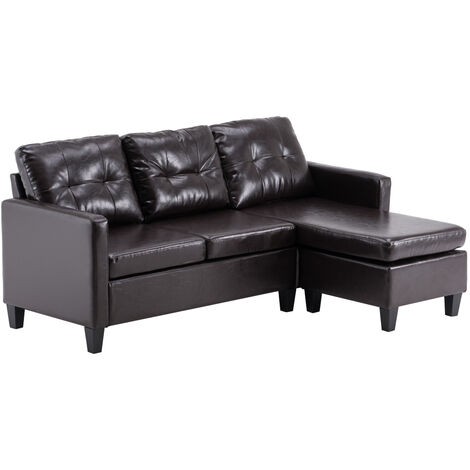 main image of "Corner sofa L shaped combination sofa modern indoor home sofa set living room lounge dark brown - dark brown"