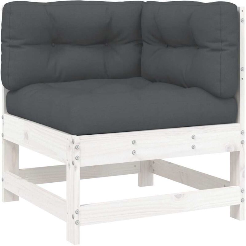 Vidaxl - Corner Sofa with Cushions White Solid Wood Pine White