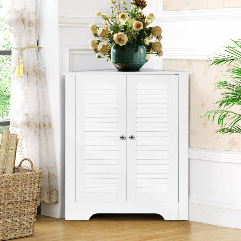 Corner Storage Cabinet Bookcase Bookshelf Display Unit Cupboard Free Standing