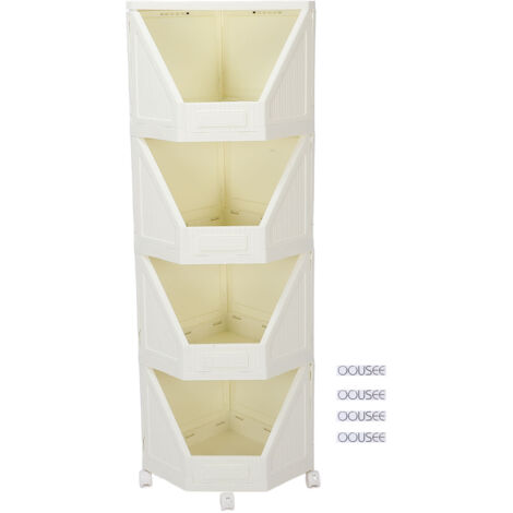Corner Storage Cabinet with 4 Movable Wheels Corner Shelf Stand Bookshelf for Small Space Bathroom Kitchen Living Room Home Office 4 Tier