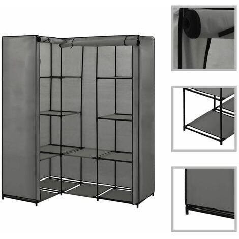 Corner Wardrobe Grey 130x87x169 cm vidaXL