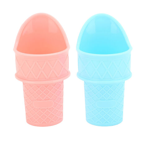 Cornet à glace réutilisable PP - 2 unités (rose et bleu) - Écologique et lavable au lave-vaisselle - Base stable pour enfants