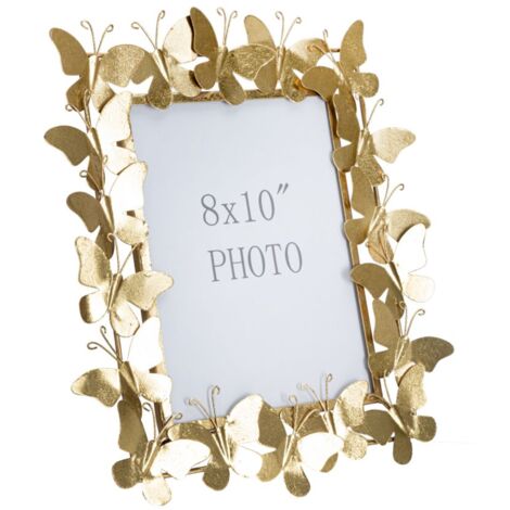Cornice Butterfly Glam 35x15x38 cm in Ferro e Vetro Oro