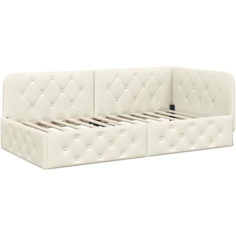 Cornice del letto ad angolo Crema 90 x 200 cm Velluto vidaXL