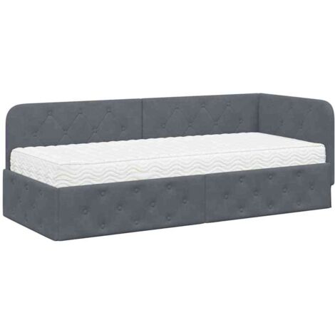 Cornice del letto ad angolo Grigio scuro 80 x 200 cm Velluto vidaXL