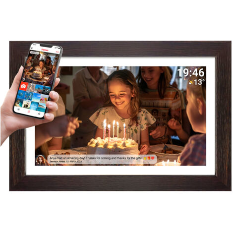 Cornice digitale 15.6'' 16GB microSD WiFi altoparlante MPEG4 Frameo PFF-1543DW - marrone
