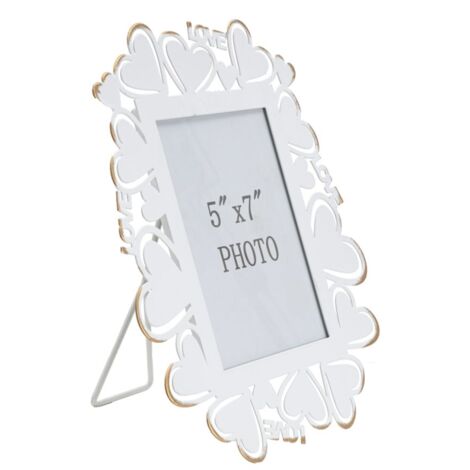 Cornice Heart 25x14,5x27,7 cm in Ferro e Vetro Bianco e Oro