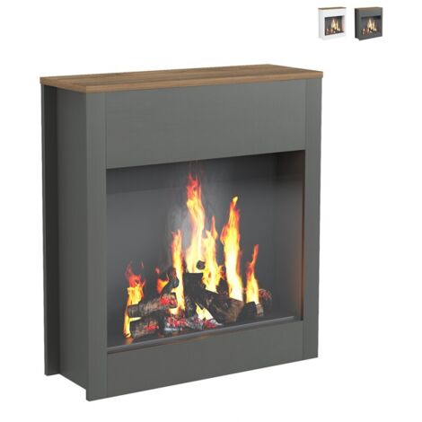 Cornice in legno decorativa per camino elettrico a pavimento Buren - Nero