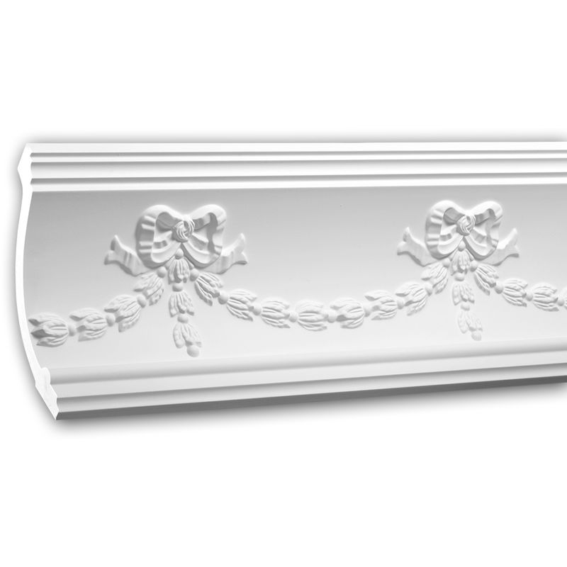 Profhome Decor - Cornice Moulding 150120 ative Moulding Crown Moulding Coving Cornice Neo-Empire style white 2 m - white