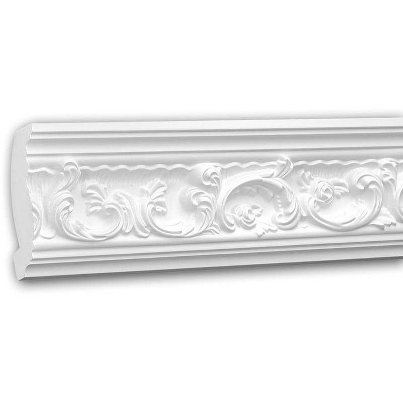 Profhome Decor - Cornice Moulding 150124 ative Moulding Crown Moulding Coving Cornice Rococo Baroque style white 2 m - white