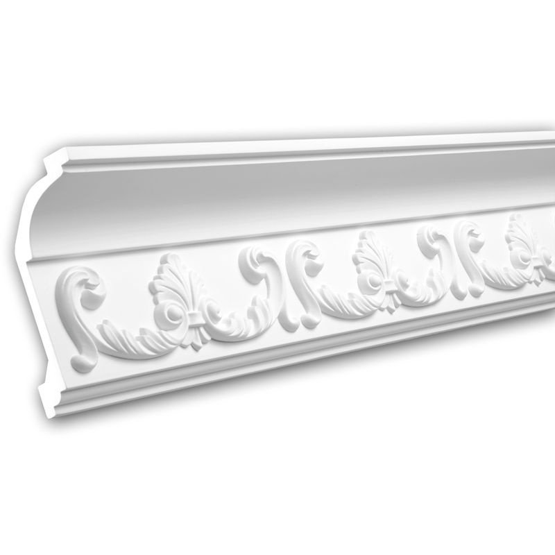Profhome Decor - Cornice Moulding 150166 ative Moulding Crown Moulding Coving Cornice Rococo Baroque style white 2 m - white